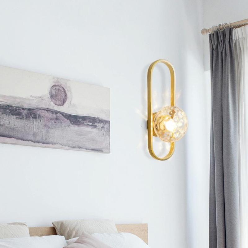 Valentina Modern Globe Bedside Wall Lamp Mount for Bedroom & Reading Room, Gold/Black - Lumpaz