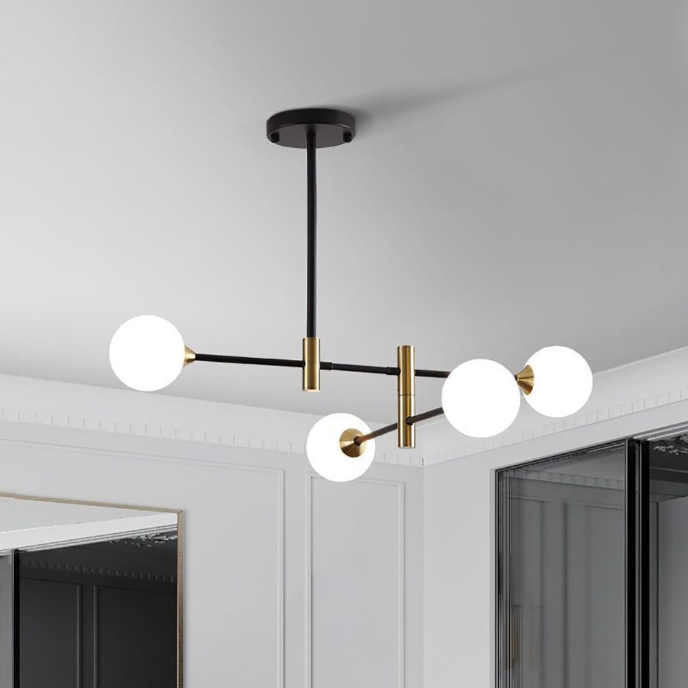 Valentina Nordic Spherical Bubble Metal/Glass Chandelier, Black/Gold - Lumpaz