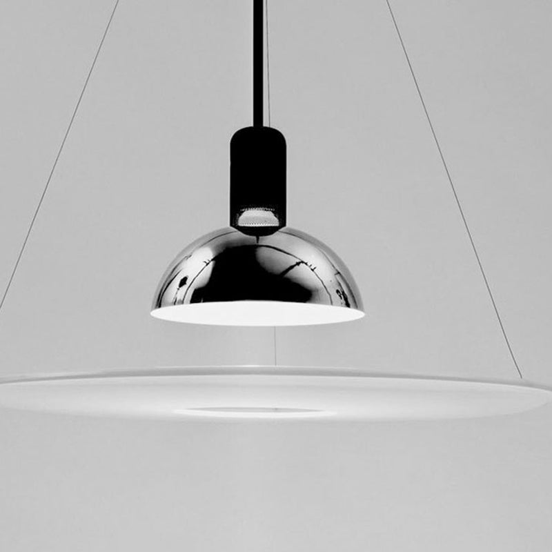 Levi Modern Minimalist Nordic Bell Metal/Acrylic Pendant Light, Chrome/Black - Lumpaz