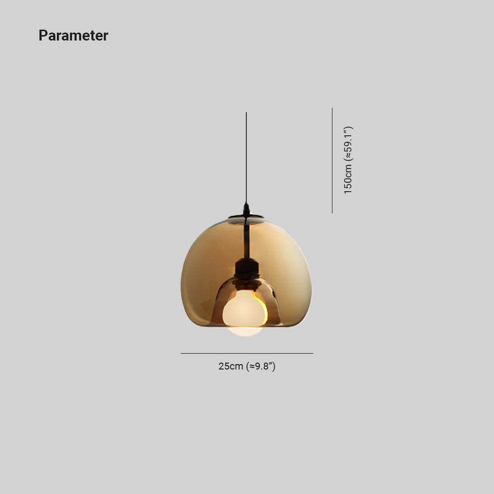 Hailie Modern Globe Glass Pendant Light, Amber/Smoky Gray - Lumpaz