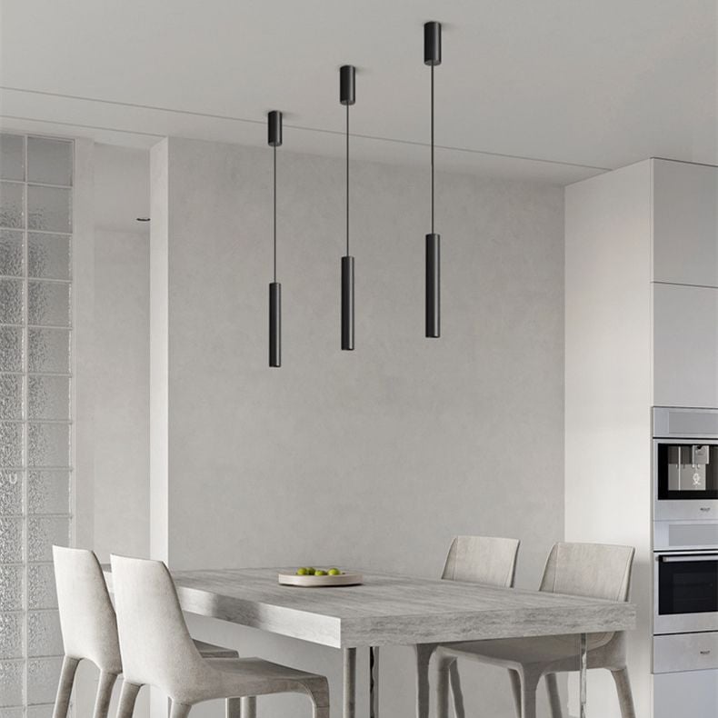 Edge Minimalist Cylinder Black Pendant Light, 9"/11" - Lumpaz