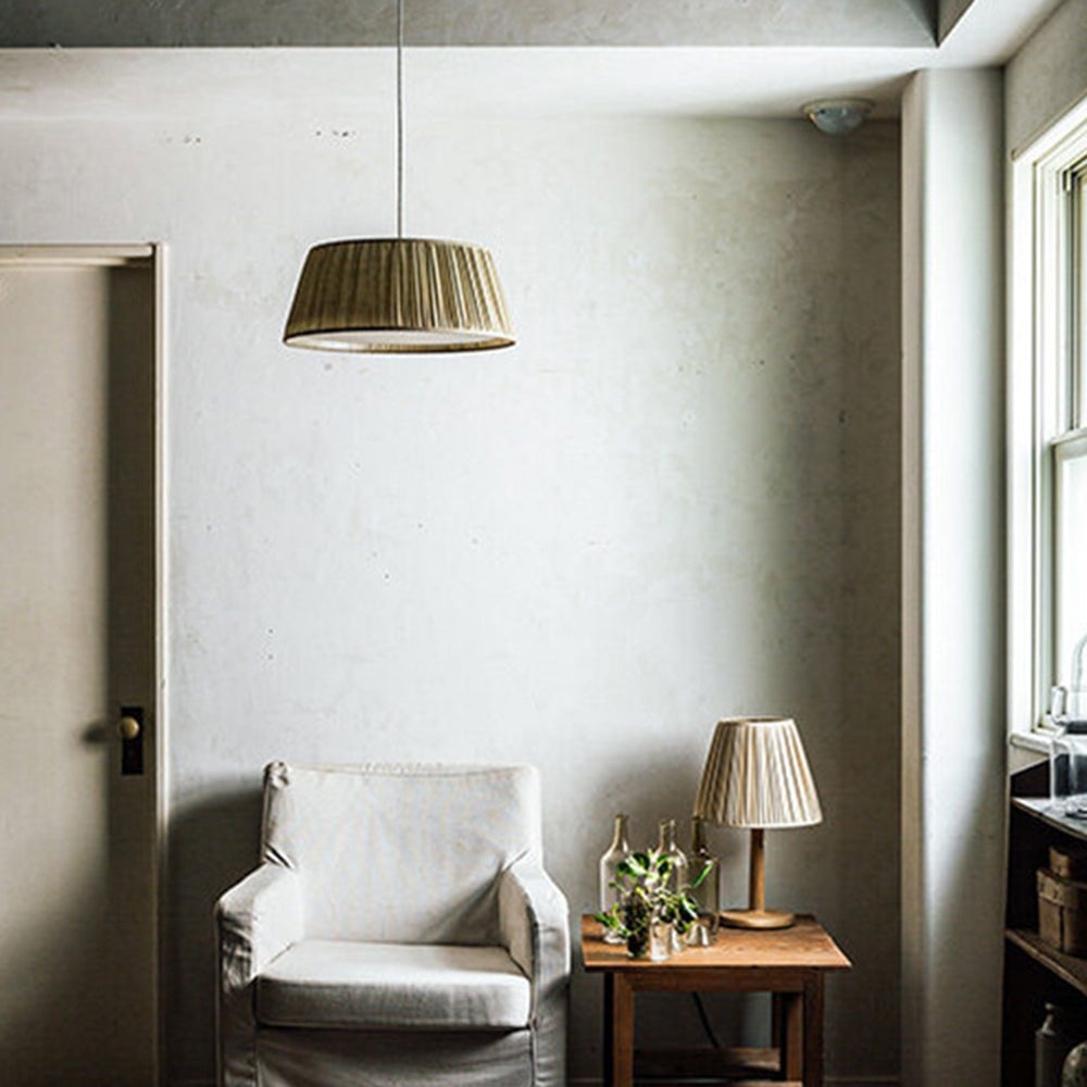 Renée Pleated Pendant Light Wabi Sabi, Metal/Fabric, Living Room - Lumpaz