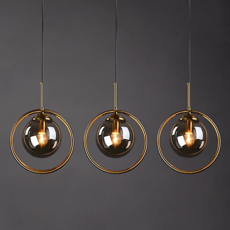 Hailie Luxury Global Glass Pendant Light Aith A Metal Ring - Lumpaz