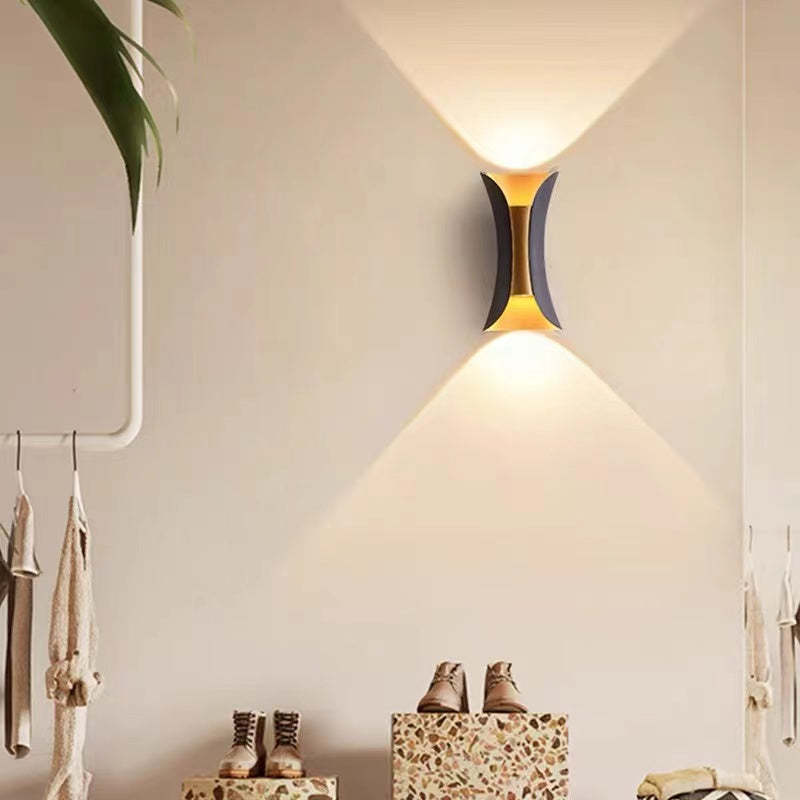Orr Modern LED Outdoor Wall Light Gold/White Garden/Corridor - Lumpaz