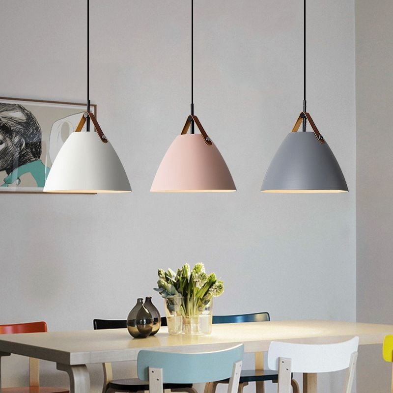 Morandi Modern Frisbee Shaped Metal Pendant Light, Black/White - Lumpaz