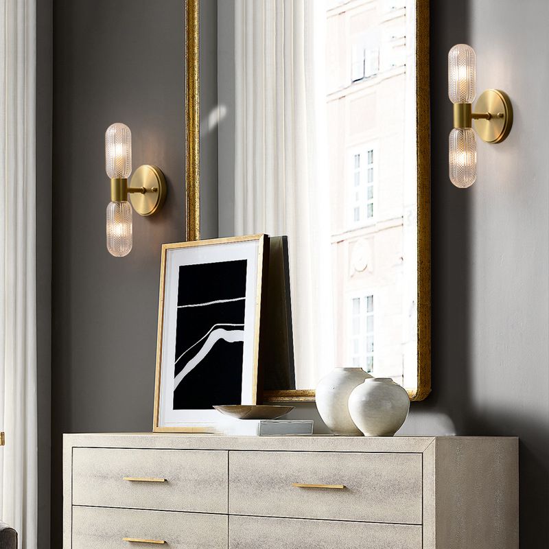 Hailie Luxury Globe Glass Vanity Wall Lamp, 2 Light, Bedroom - Lumpaz