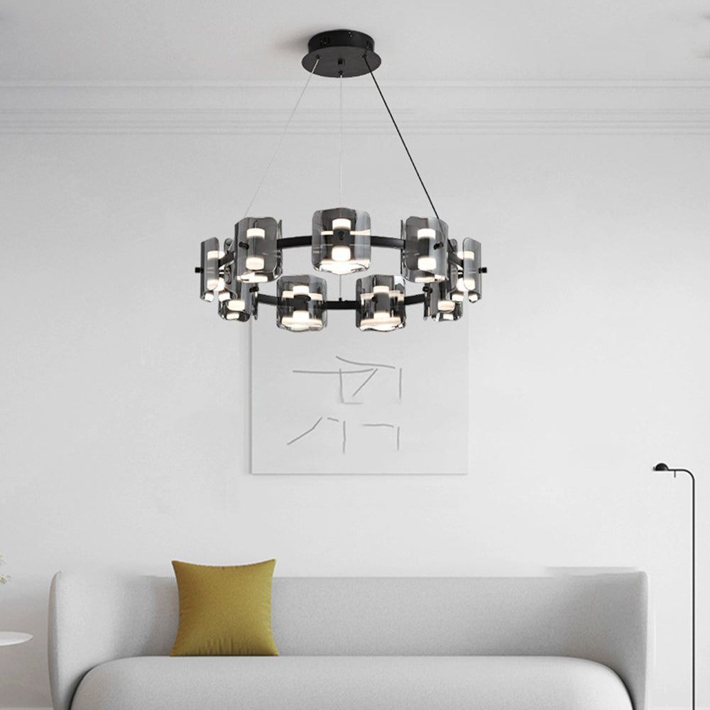 Evette Minimalist Round Metal Pendant Light,Black/Gold - Lumpaz