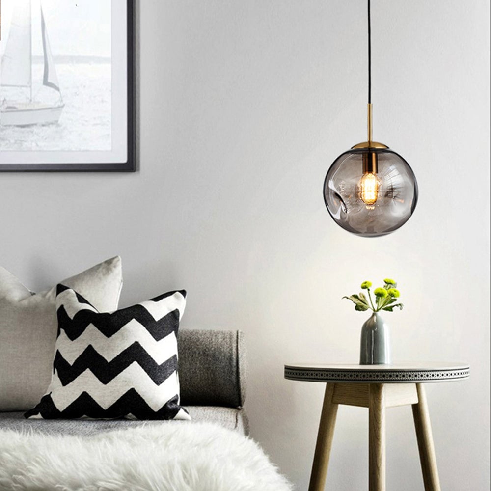 Hailie Mid Century Antique , Metal/Glass Pendant Light - Lumpaz