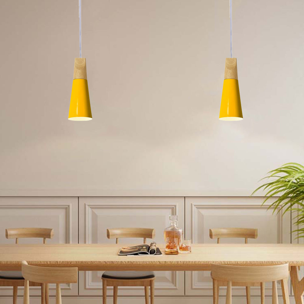 Morandi Multi-Shaped Wood And Metal Pendant Light, 6 Colors - Lumpaz
