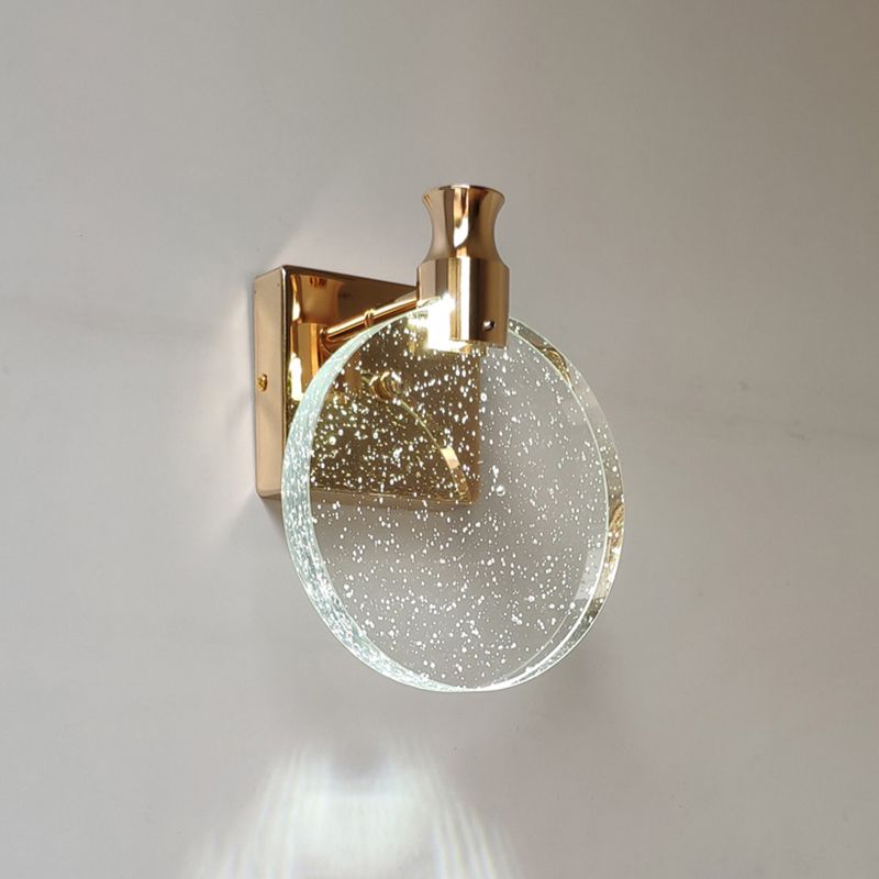 Kristy Modern Round Crystal Vanity Wall Lamp, Gold/Chrome - Lumpaz