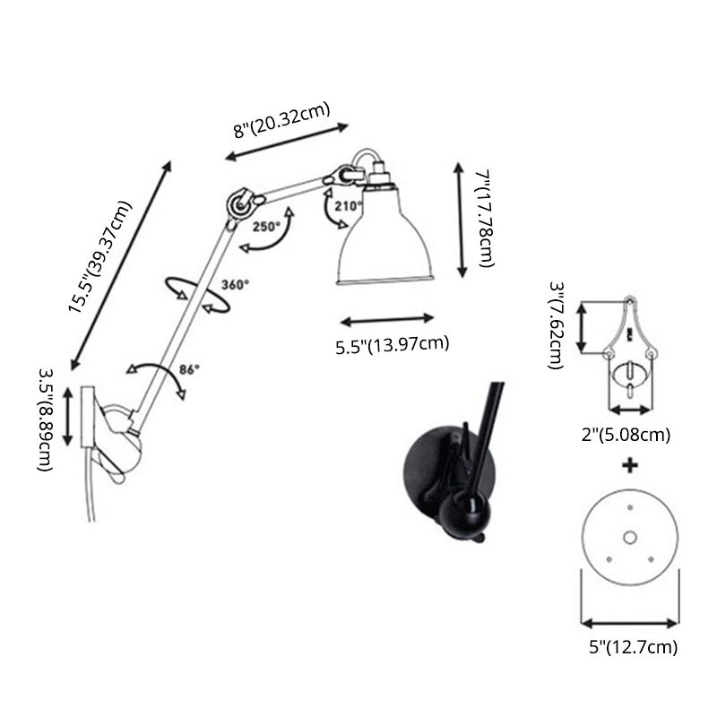 Brady Wall Lamp Modern/Minimalist, Adjustable Metal, 5-color, Living Room - Lumpaz