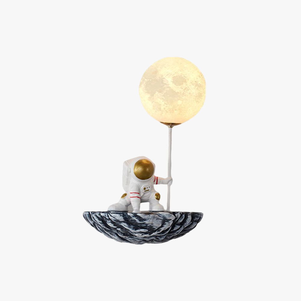 Fateh Decorative Astronaut Glass/Acrylic Wall Lamp, White/Blue-White - Lumpaz