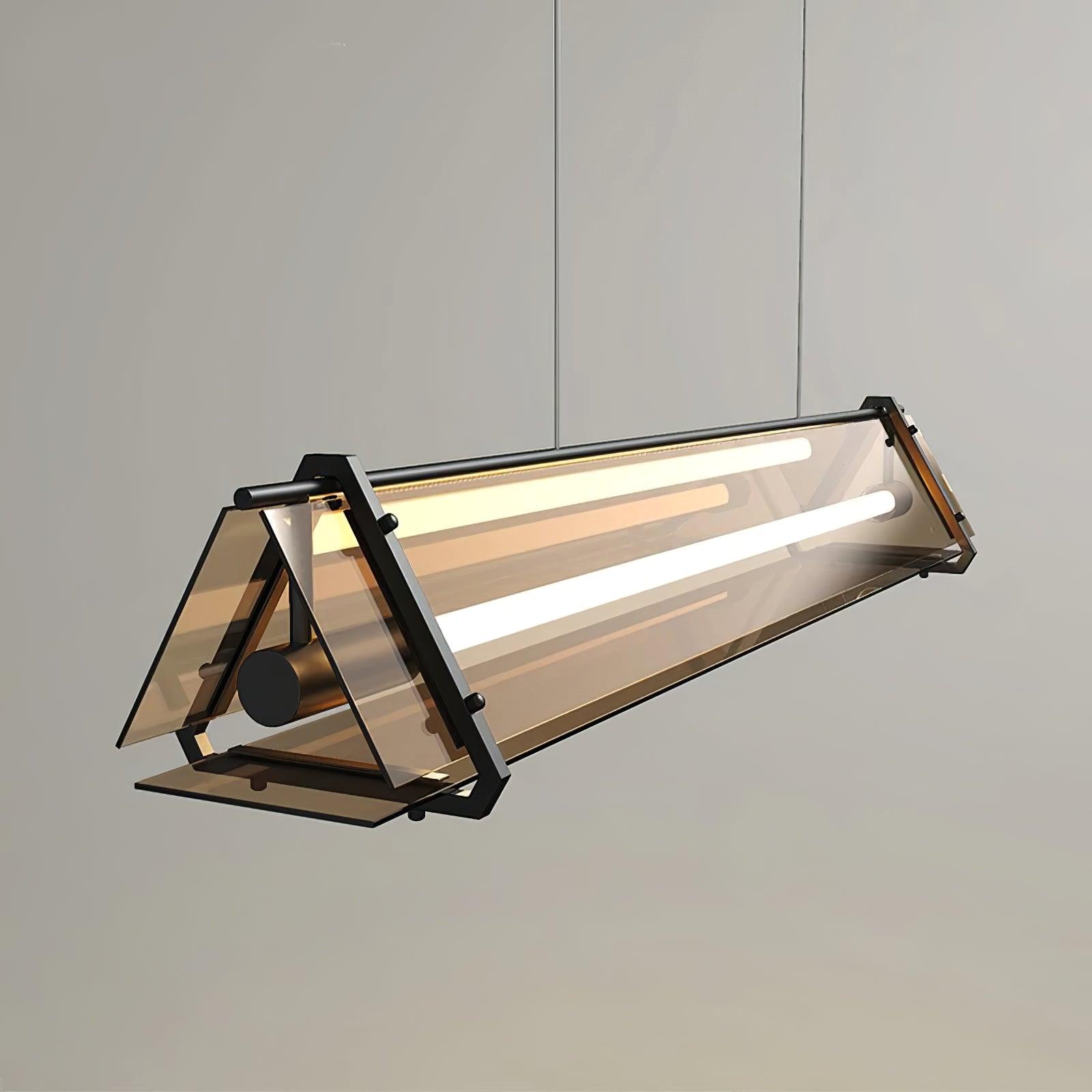 Edge Industrial Triangle Metal/Glass Pendant Light, Gold - Lumpaz