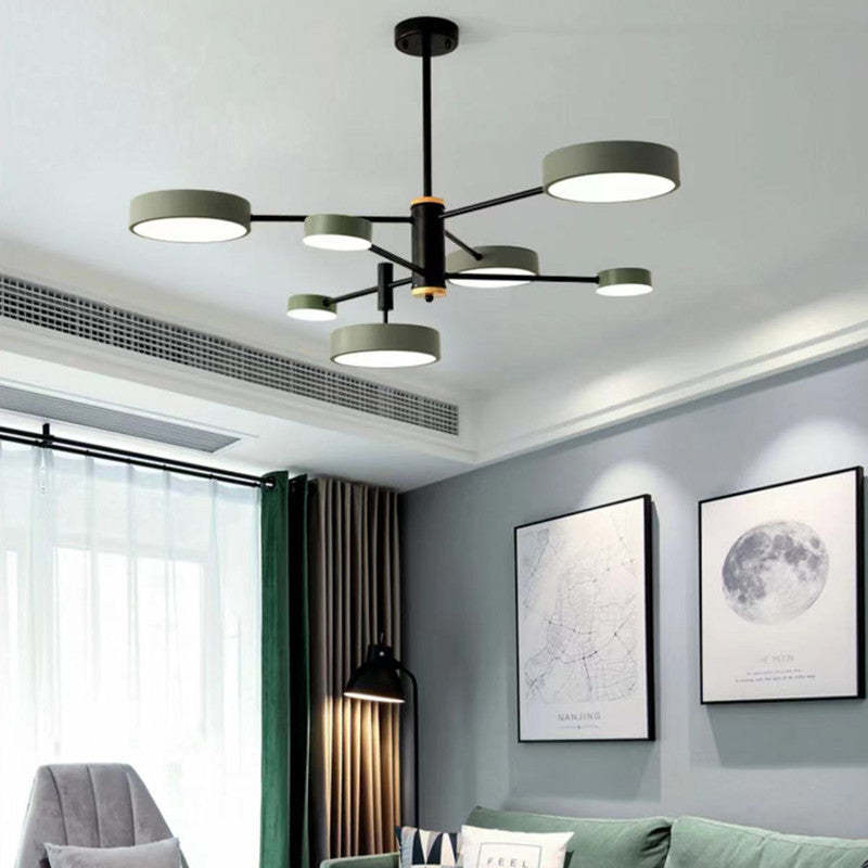 Sienna Pendant Light LED, Metal & Wood, Gray/White/Gold - Lumpaz