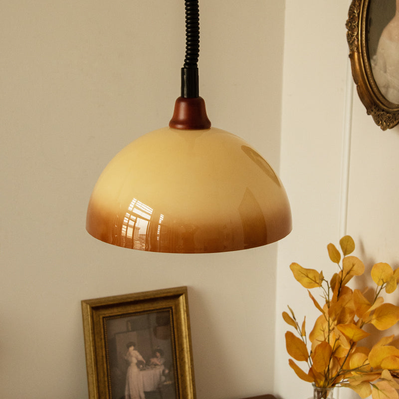 Hailie Retro LED Round Pendant Light Adjustable Dining Room Brown - Lumpaz