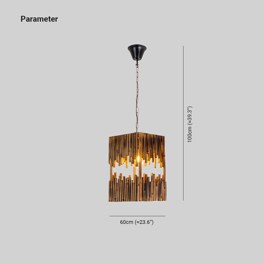 Austin Retro Rectangular Metal/Wood Pendant Light - Lumpaz