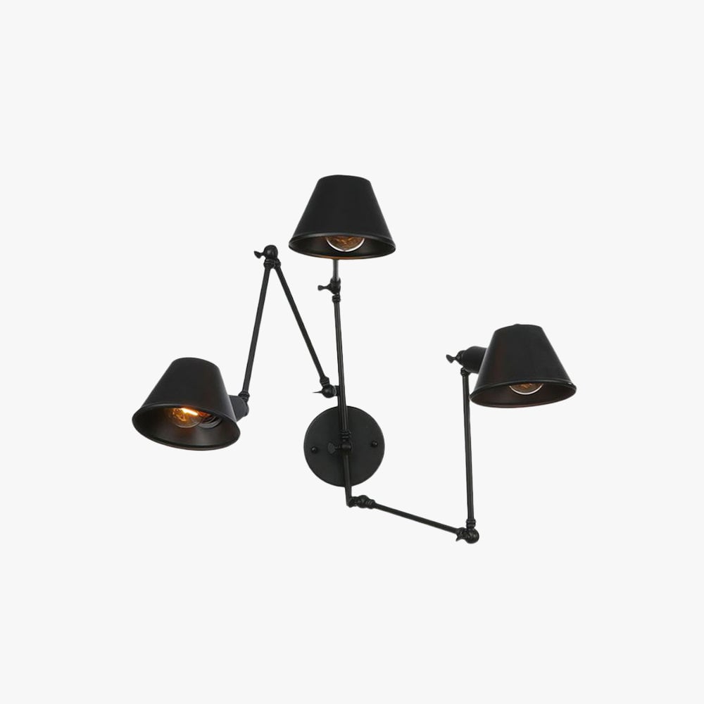 Brady Vintage Adjustable Metal Wall Lamp, Black/Rust, Bedroom - Lumpaz