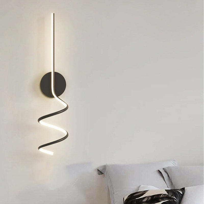Modern LED Art Interior Wall Light Spiral, Black & White - Lumpaz
