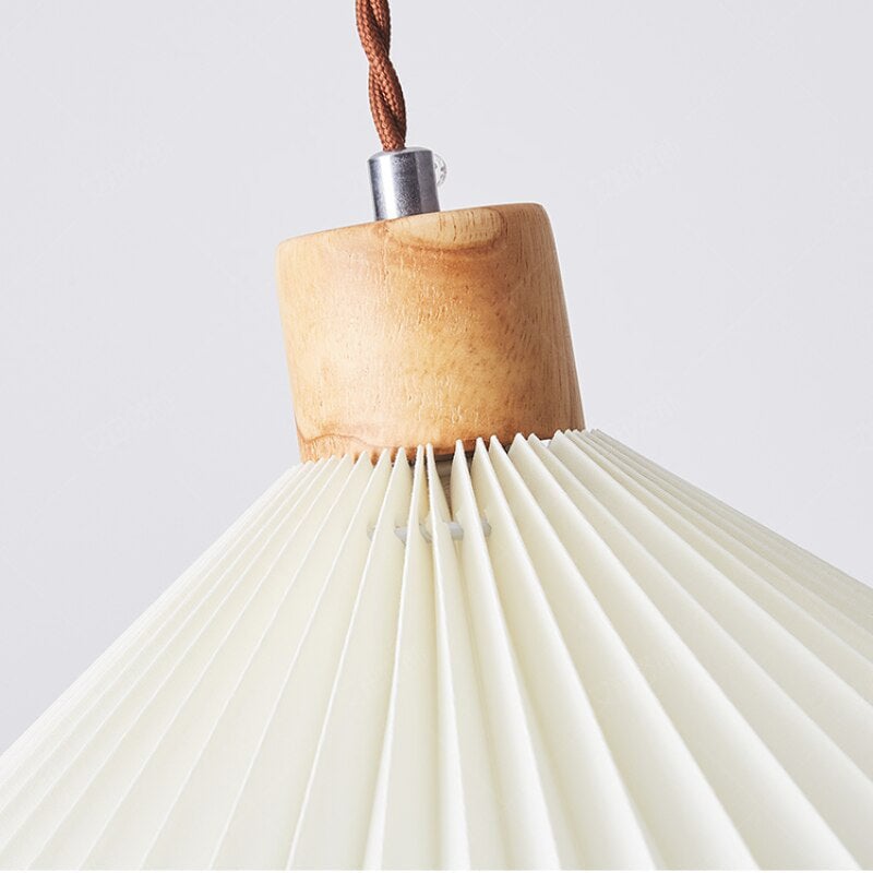 Ozawa Pendant Light Umbrella Shape Art, Wood, White, Bedroom - Lumpaz