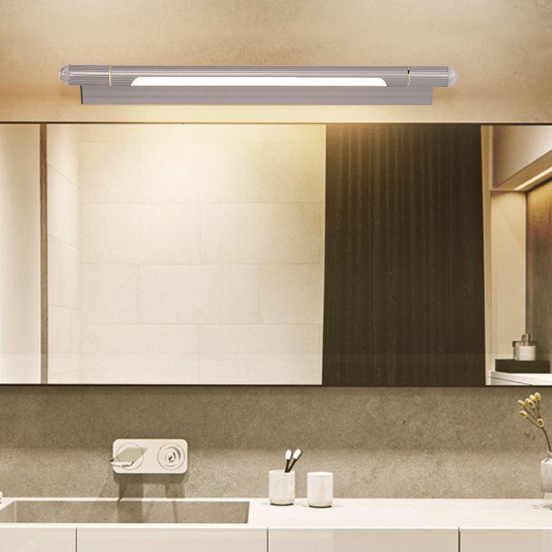 Edge Minimalist Linear Led Vanity Wall Lamp, Silver, Bathroom - Lumpaz