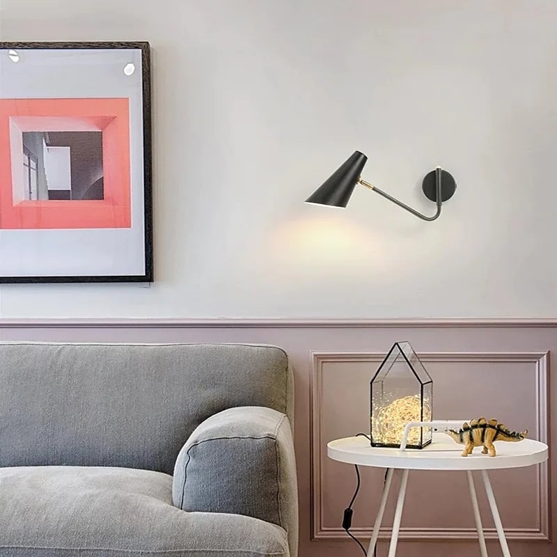 Brady Rotatable Wall Lamp, Black & White & Gold, Bedroom - Lumpaz