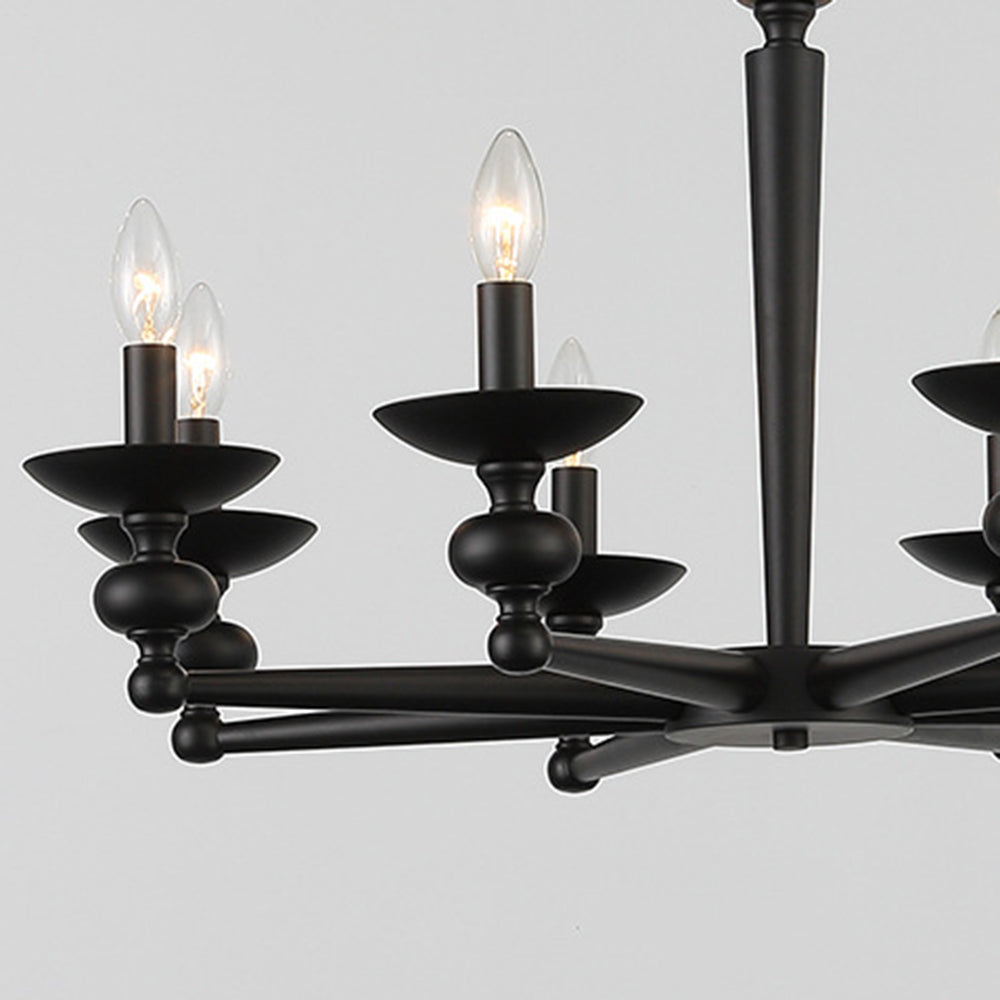 Alessio Retro Candle Wall Lamp/Black Chandelier for Living Room, Dining Room - Lumpaz