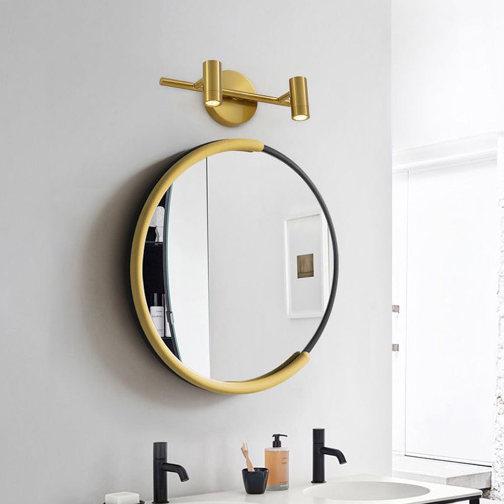 Freja Modern Geometric Metal Mirror Front Wall Lamp, Brass - Lumpaz