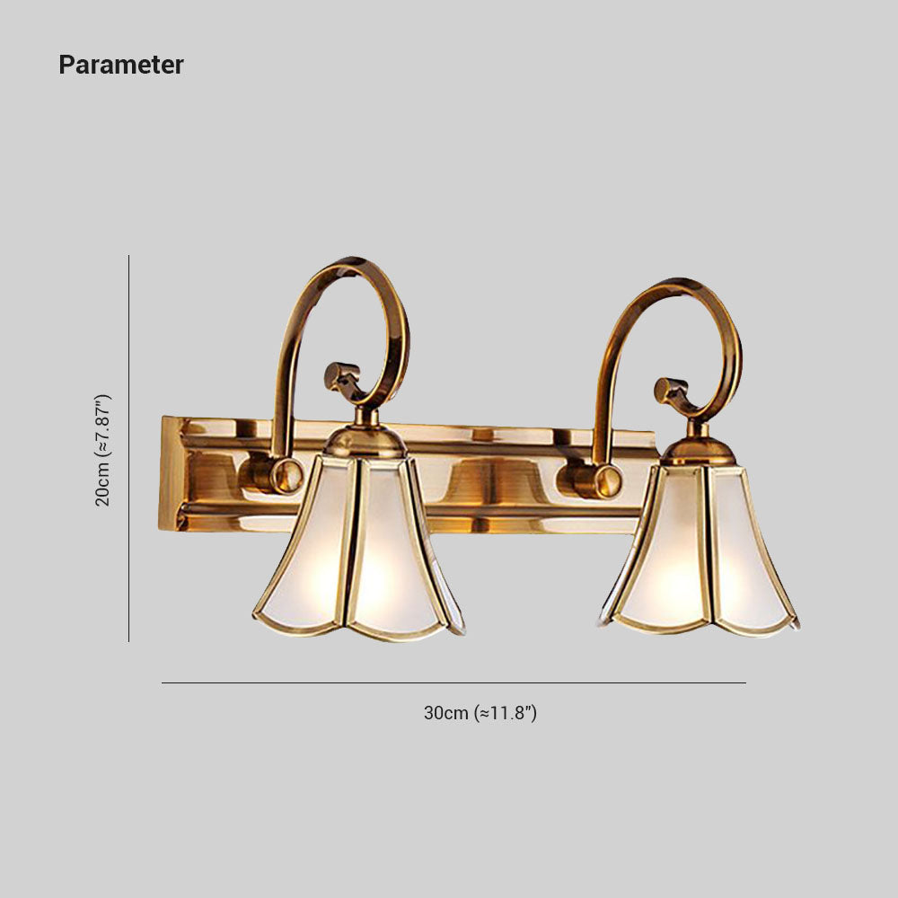 Félicie Wall Lamp Vintage Flower, Metal/Glass, Gold, Kitchen - Lumpaz