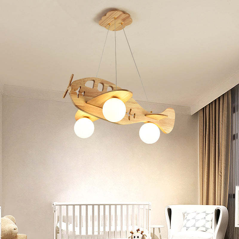 Minori Vintage Airplane Shape Pendant Light, Wood - Lumpaz