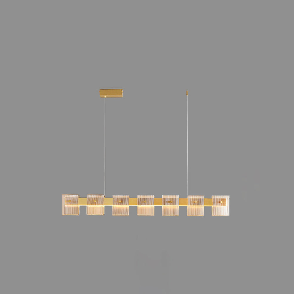 Evette Modern Minimalist Rectangular Metal And Glass Pendant Light,Gold - Lumpaz