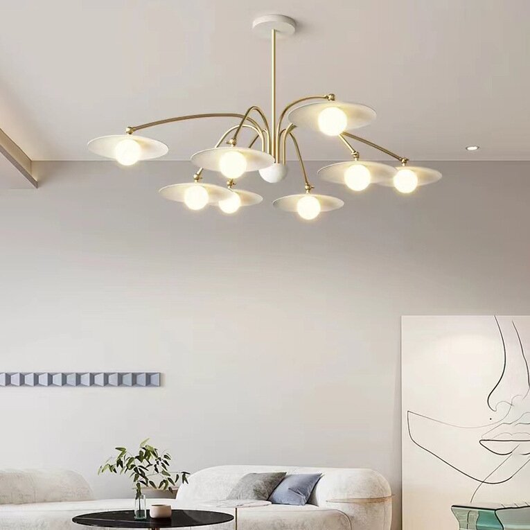 Cairns Minimalist Blown Metal Pendant Light, White/Gold - Lumpaz