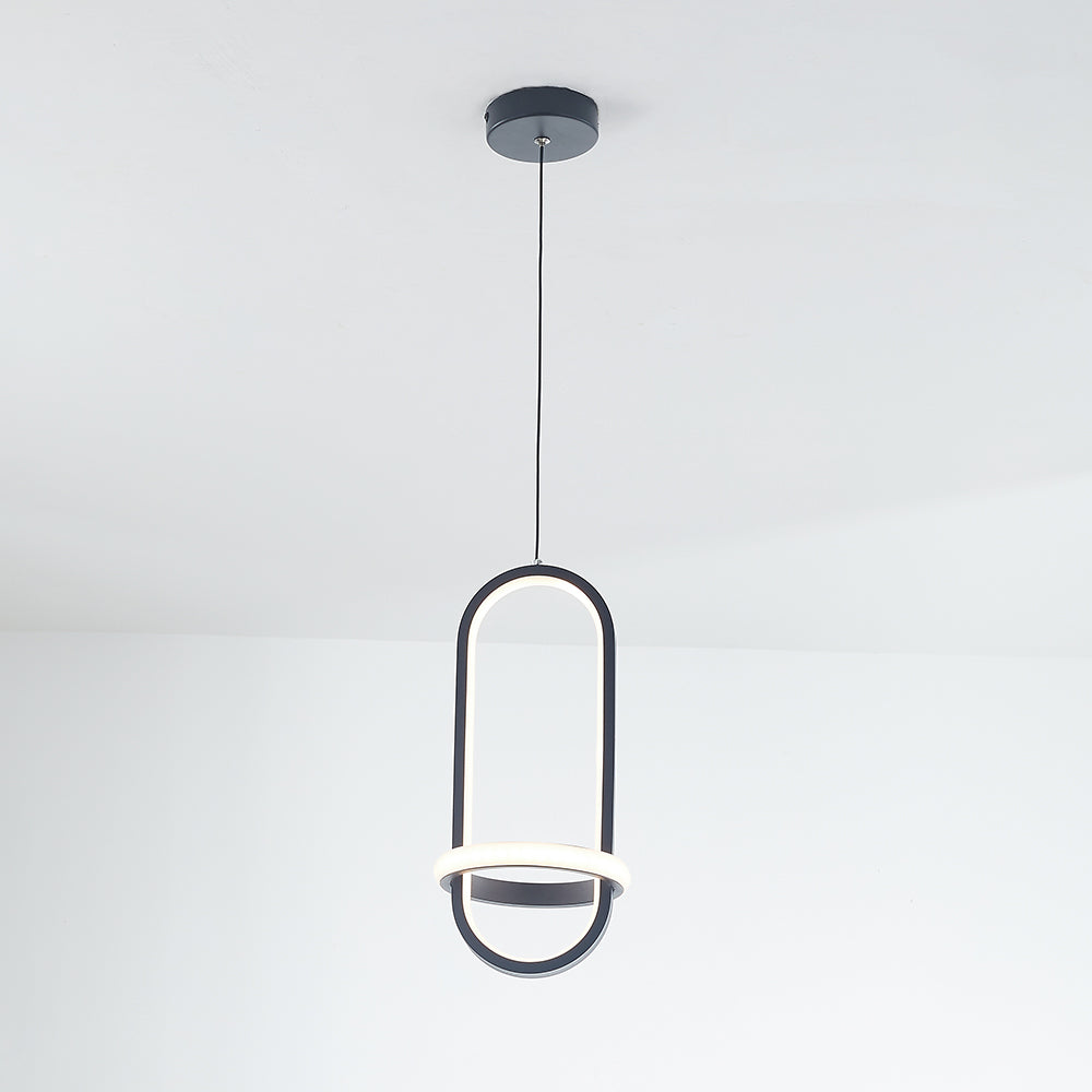 Nyla Modern Minimalist LED Ring Pendant Light, Black/Gold - Lumpaz