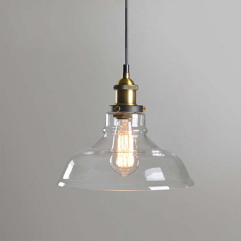 Levy Industrial Metal/Glass Pendant Light Clear/Amber/Smoke Gray Dining Room - Lumpaz