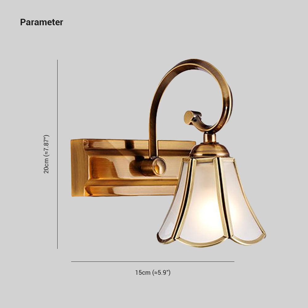 Félicie Wall Lamp Vintage Flower, Metal/Glass, Gold, Kitchen - Lumpaz