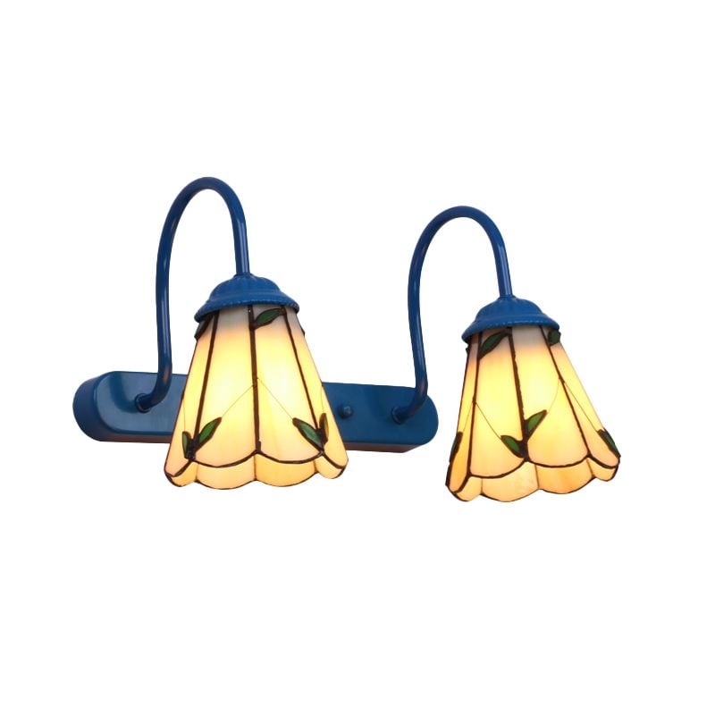 Baxter Vintage Flower Shaped Metal Wall Lamps, Black/White/Blue - Lumpaz