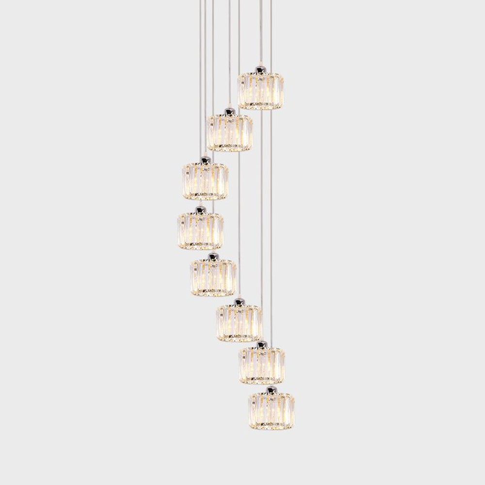 Hailie Modern Column Crystal Pendant Light, Clear, Stairs/Dining Room - Lumpaz