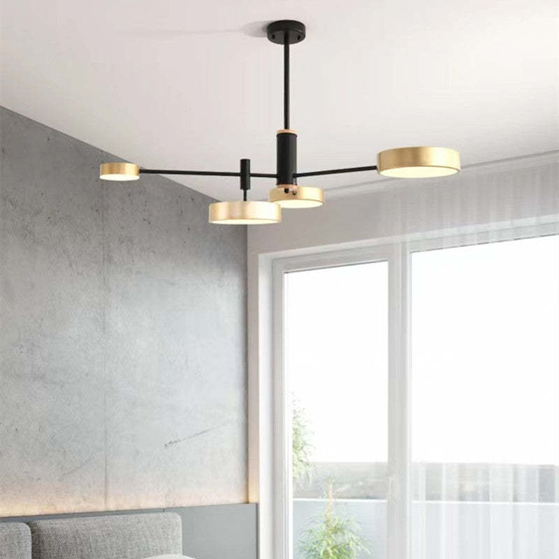 Sienna Pendant Light LED, Metal & Wood, Gray/White/Gold - Lumpaz