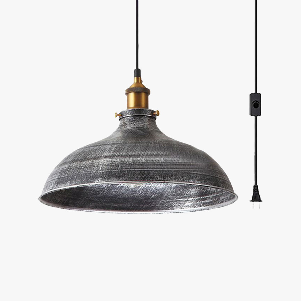 Alessio Distressed Bowl Metal Pendant Light, Dining Room, Hallway - Lumpaz
