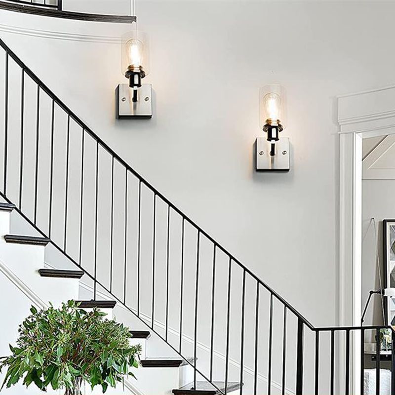 Alessio Modern Mirror Front Black Vanity Wall Lamp, Metal/Glass - Lumpaz