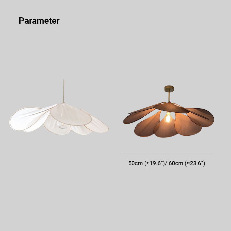 Renée Pendant Light Vintage Rustic Wabi Sabi, Fabric, White/Brown - Lumpaz