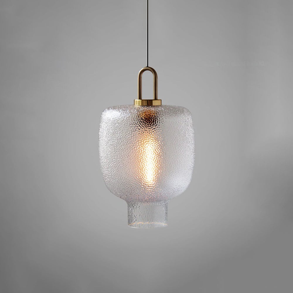 Hailie Minimalist Blown Frosted Glass Pendant Light, Gold - Lumpaz