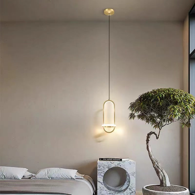 Nyla Modern Minimalist LED Ring Pendant Light, Black/Gold - Lumpaz