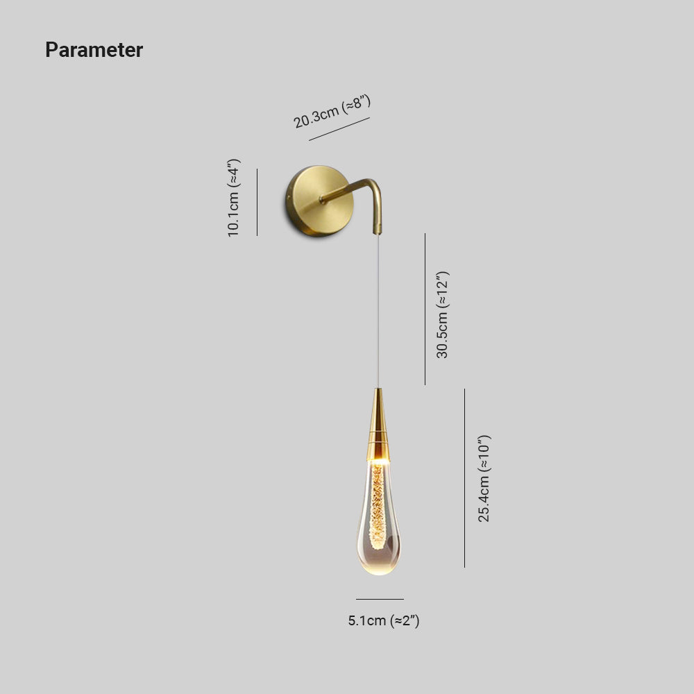 Marilyn Modern Water Drop Wall Lamp, Black/Gold - Lumpaz