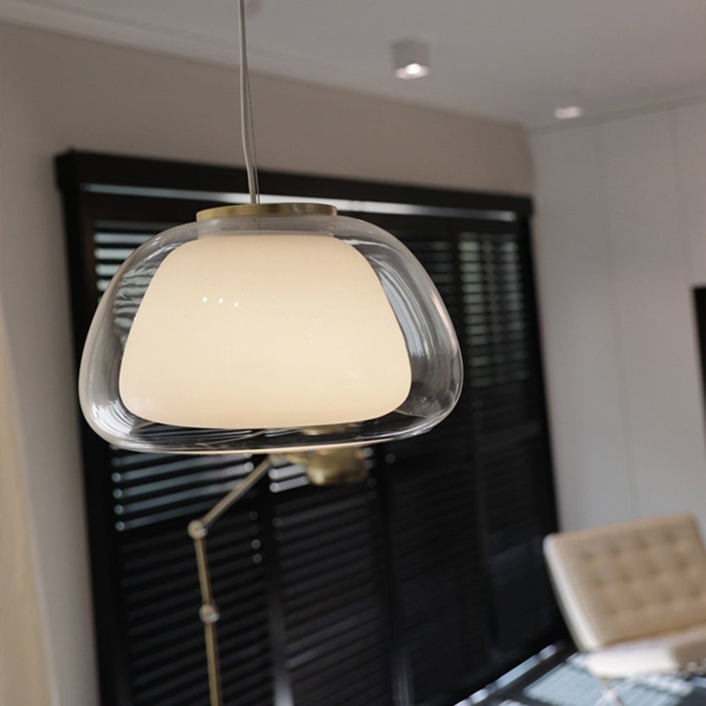 Byers Double Layer White Glass Pendant Light - Lumpaz