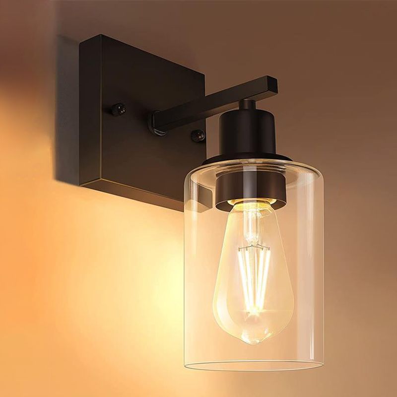 Alessio Modern Mirror Front Black Vanity Wall Lamp, Metal/Glass - Lumpaz