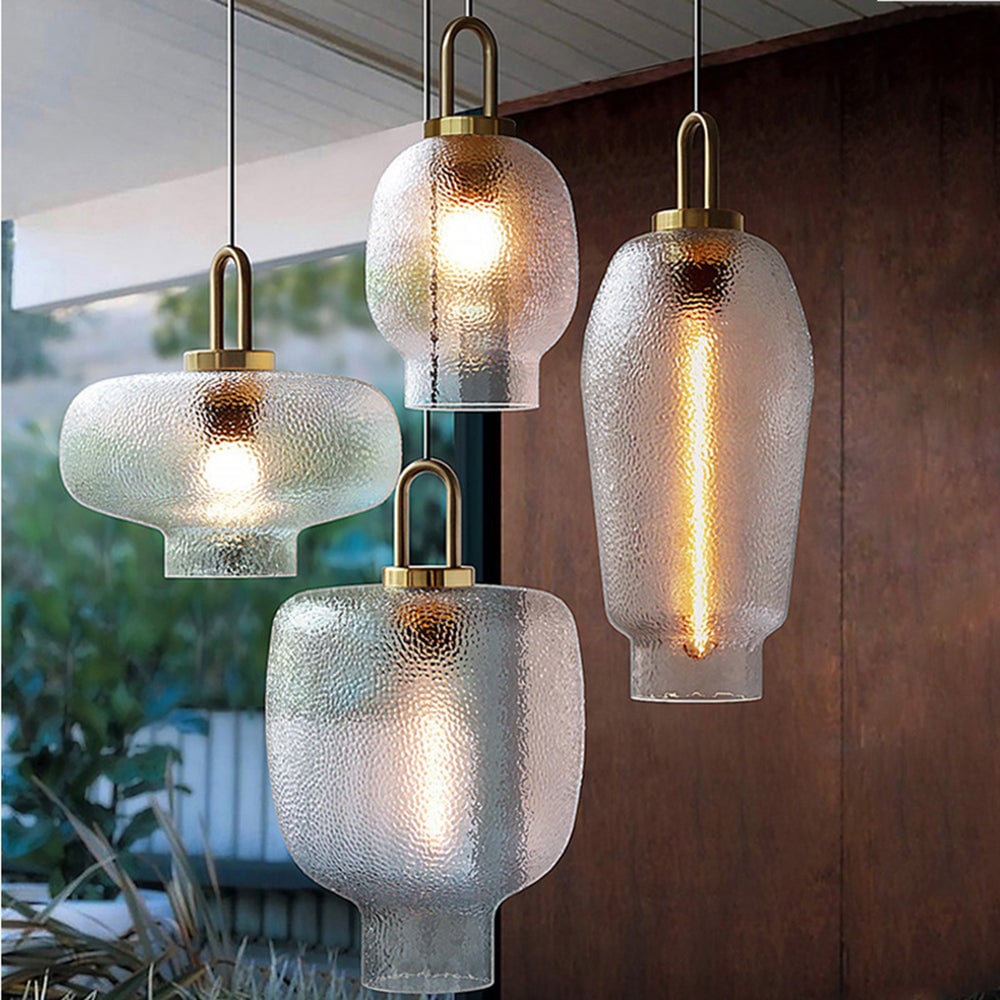 Hailie Minimalist Blown Frosted Glass Pendant Light, Gold - Lumpaz