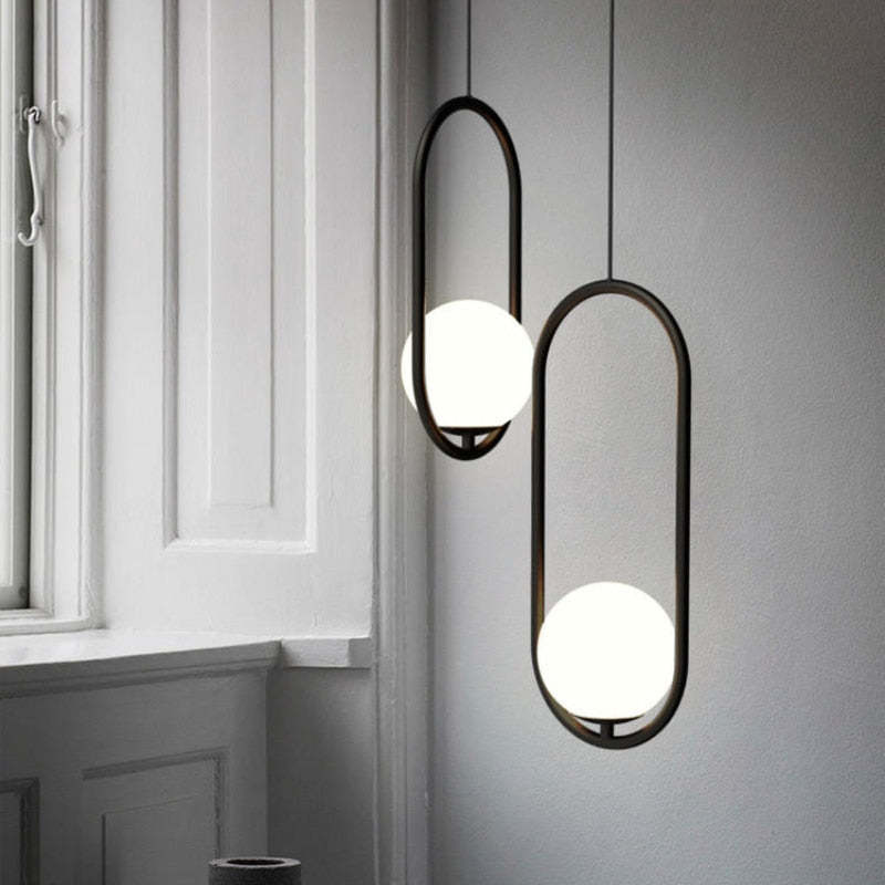 Valentina Modern Globe Metal/Glass Pendant Light, 3 Style - Lumpaz