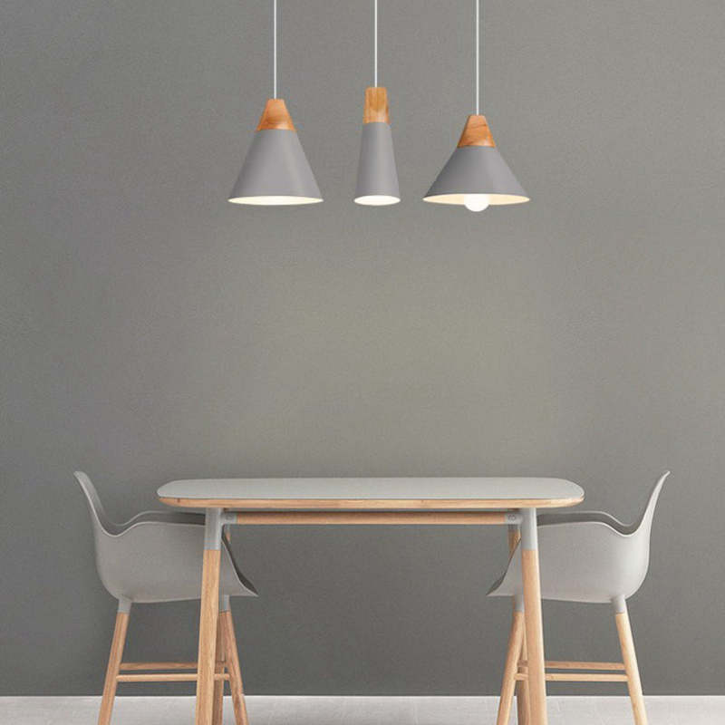 Morandi Multi-Shaped Wood And Metal Pendant Light, 6 Colors - Lumpaz