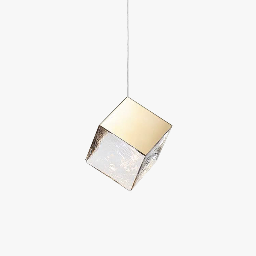 Kristy Modern Square Metal Pendant Light, Gold, Living Room - Lumpaz
