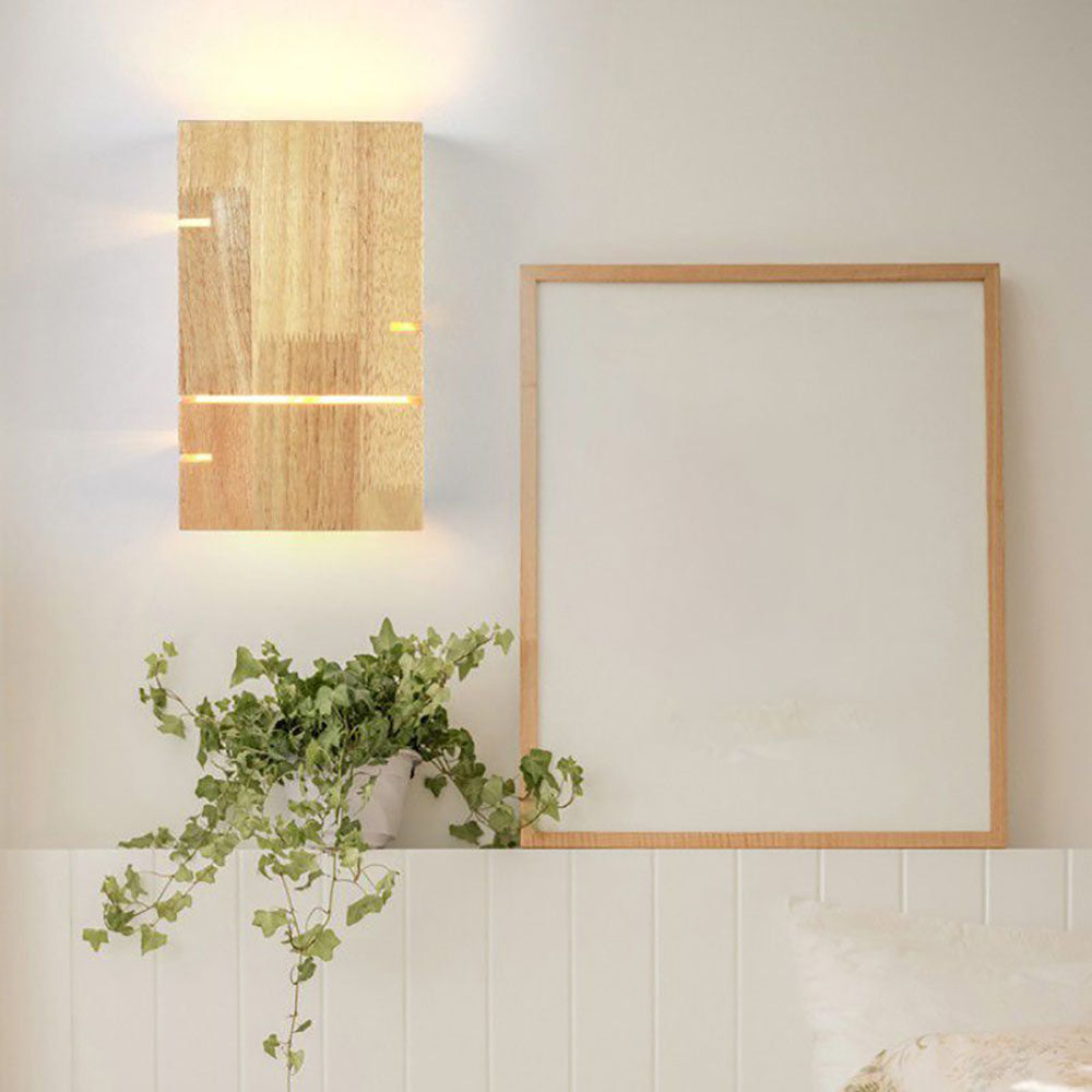 Ozawa Wall Lamp Rectangular Minimalist, Mounted Bedside, Wood, Bedroom - Lumpaz